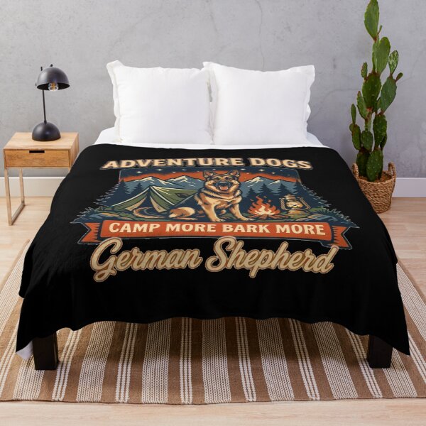 Item preview, Adventure Dogs – Camp More Bark More | German Shepherd Vintage Camping designed and sold by No Excuses Supply.