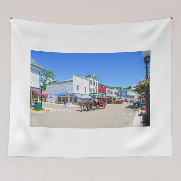 Item preview, Horse-Drawn Carriages on Mackinac Island Street, Michigan designed and sold by Catherine Sherman.
