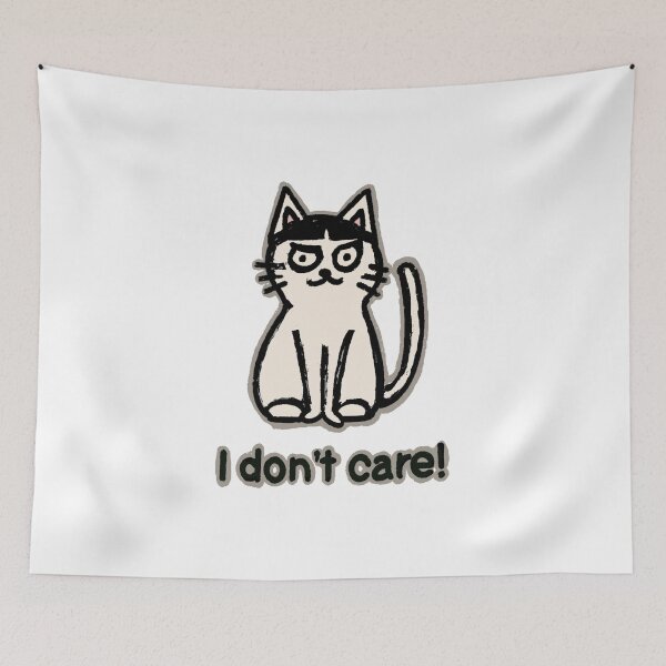 Item preview, "I don't care!" black & white bicolor cat with bangs designed and sold by BeLikeCat.