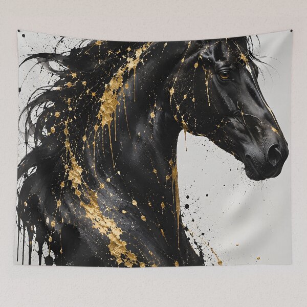 Item preview, Black Horse Wall Art – Luxury Equestrian Decor for Horse Lovers and Modern Homes designed and sold by DimoraGutyz.