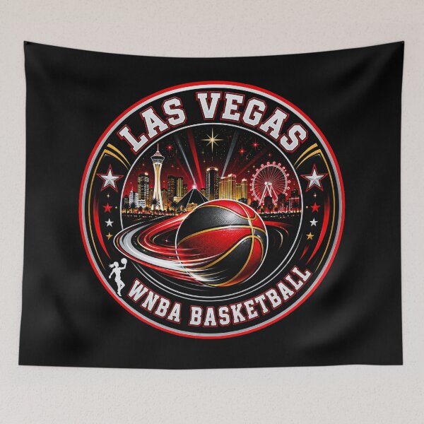 Item preview, Las Vegas Women’s Basketball Neon Skyline Red Black Emblem designed and sold by TKOprintdesigns.