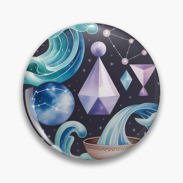 Item preview, Mystical Aquarius Zodiac Pattern | Celestial Waves Seamless Repeat designed and sold by Midnight Veil Designs.
