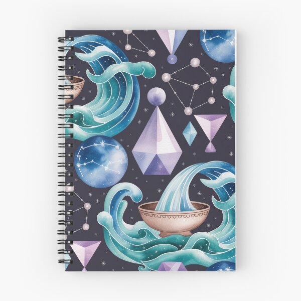 Item preview, Mystical Aquarius Zodiac Pattern | Celestial Waves Seamless Repeat designed and sold by Midnight Veil Designs.
