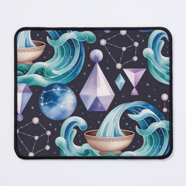 Item preview, Mystical Aquarius Zodiac Pattern | Celestial Waves Seamless Repeat designed and sold by Midnight Veil Designs.