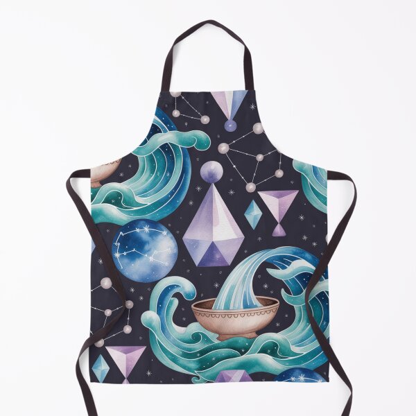 Item preview, Mystical Aquarius Zodiac Pattern | Celestial Waves Seamless Repeat designed and sold by Midnight Veil Designs.