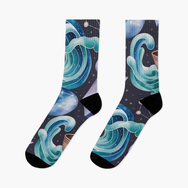 Item preview, Mystical Aquarius Zodiac Pattern | Celestial Waves Seamless Repeat designed and sold by Midnight Veil Designs.