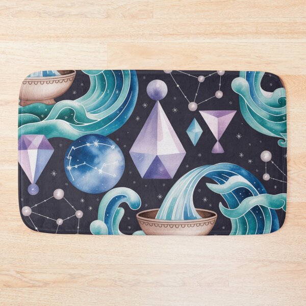 Item preview, Mystical Aquarius Zodiac Pattern | Celestial Waves Seamless Repeat designed and sold by Midnight Veil Designs.