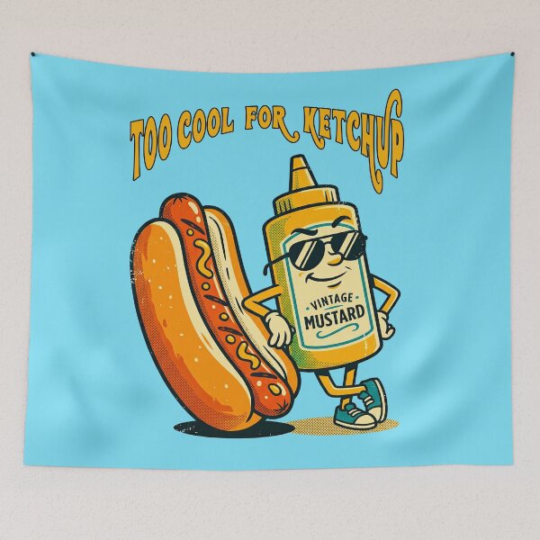 Item preview, Too Cool For Ketchup Funny Mustard Hot Dog Food Joke designed and sold by TeeARTHY.