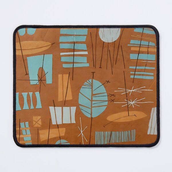 Item preview, Mid Century Modern Abstract Bronze Turquoise Print  designed and sold by Lee Hiller Designs.