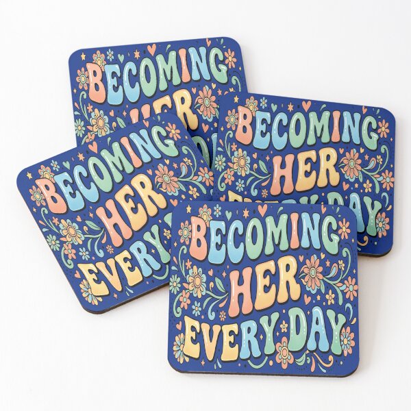 Item preview, Becoming Her Every Day Inspirational Groovy Typography Design designed and sold by Soft Strength Studio.