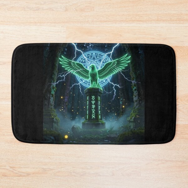 Item preview, Mystic Neon Eagle - Sacred Forest Guardian with Glowing Rune Circle designed and sold by DervoTeck2767.