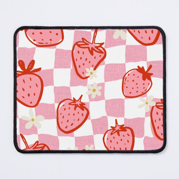 Item preview, Summer strawberries on pink gingham designed and sold by InkRiot Studios.