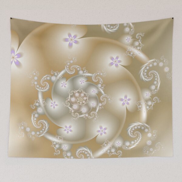 Item preview, Elegant Pastel Peach Floral Spiral Fractal Art designed and sold by pinkal.