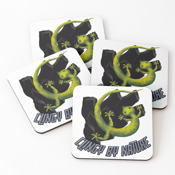 Item preview, Clingy by Nature Funny Rock Climbing Gecko Illustration designed and sold by More Prussian Blue.