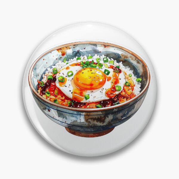 Item preview, Japanese Rice Bowl Egg Watercolor Illustration designed and sold by BetweenForms.