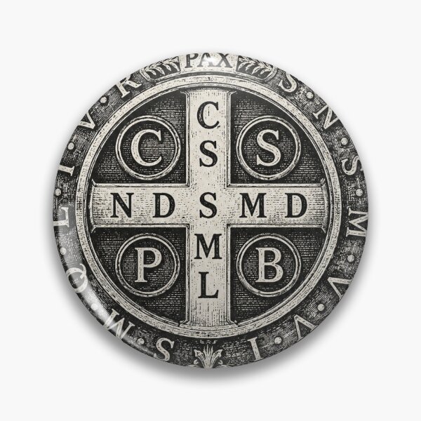 Item preview, Saint Benedict medal vintage engraving designed and sold by definacoquteria.