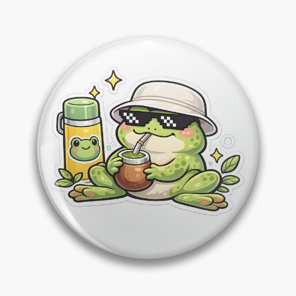 Item preview, Cool Frog Drinking Mate – Cute Kawaii Sticker designed and sold by KawaiiOrbit.