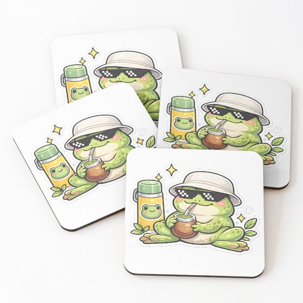 Item preview, Cool Frog Drinking Mate – Cute Kawaii Sticker designed and sold by KawaiiOrbit.