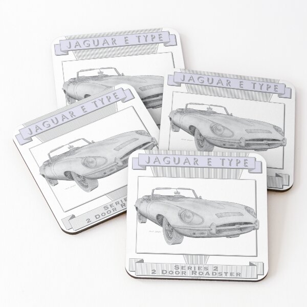 Aperçu de l'œuvre Jaguar Type E Série 2 Roadster 2 portes Dessiné à la main créée et vendue par Classic Car Art Drawings.