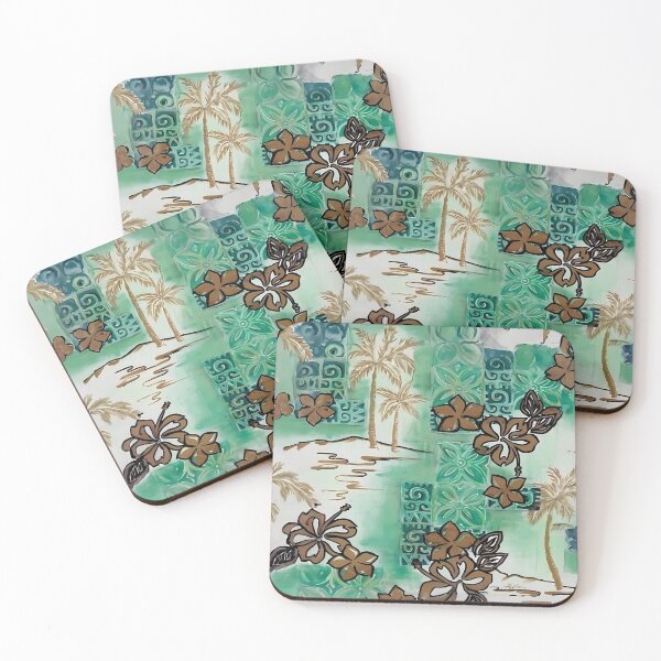 Item preview, Mid Century Tropical Tiki Hibiscus Print designed and sold by Lee Hiller Designs.