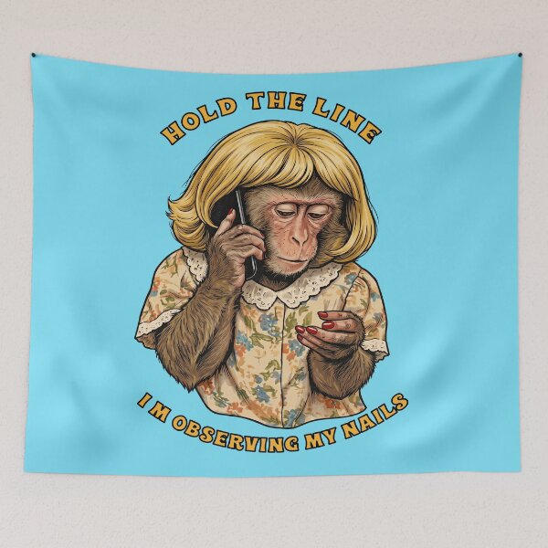 Item preview, Hold The Line Observing Nails Funny Monkey Retro designed and sold by TeeARTHY.