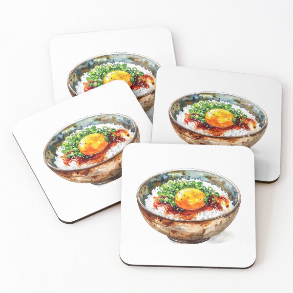 Item preview, Japanese Rice Bowl Egg Watercolor Illustration designed and sold by BetweenForms.