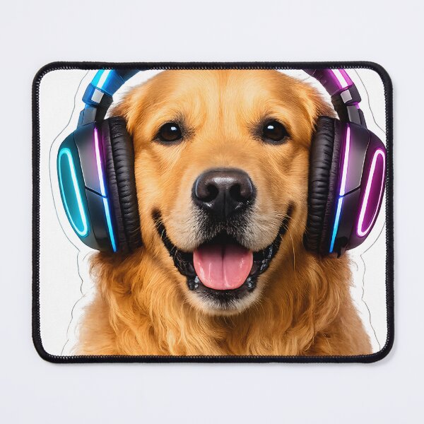 Item preview, Golden Retriever Gamer Sticker – Cute Dog with RGB Gaming Headphones designed and sold by KawaiiOrbit.