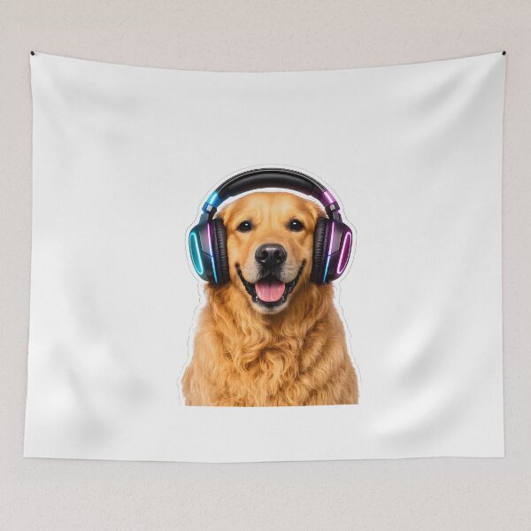 Item preview, Golden Retriever Gamer Sticker – Cute Dog with RGB Gaming Headphones designed and sold by KawaiiOrbit.