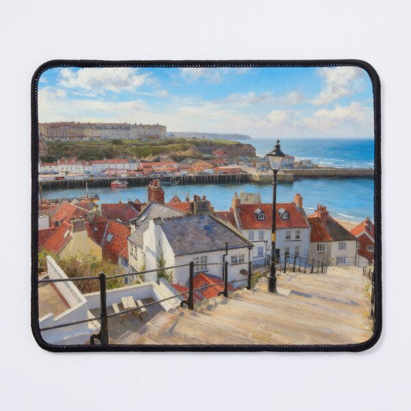 Item preview, Whitby 199 Steps Wall Art Print, Whitby Harbour Coastal Print, North Yorkshire Seaside Decor, Summer Whitby Artwork designed and sold by QuietCanvasArtworks.