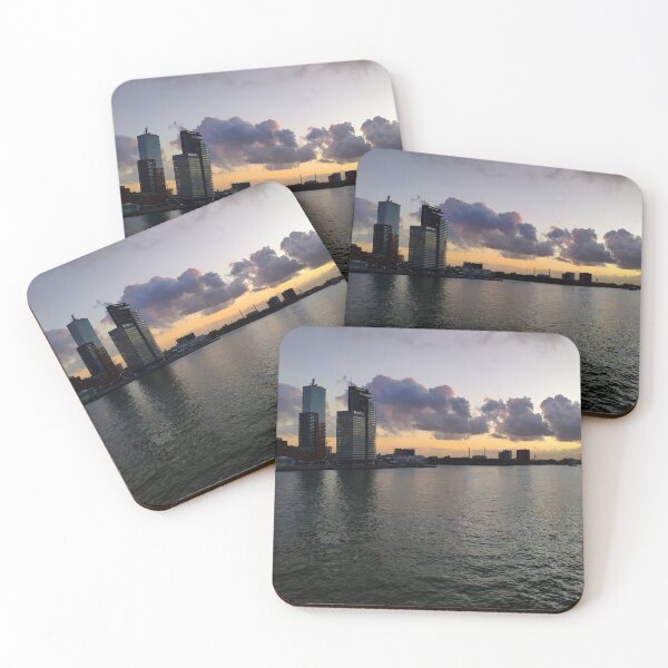 Item preview, Rotterdam Skyline Sunset Over Nieuwe Maas designed and sold by HiddenPlaces.