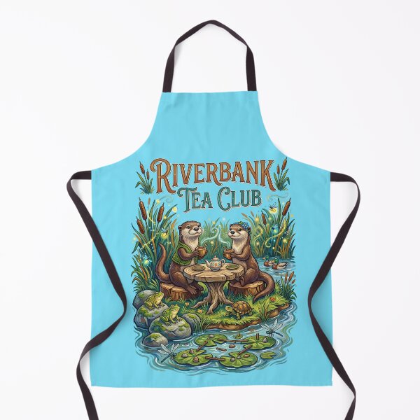 Item preview, Riverbank Tea Club Cute Otters Drinking Tea Cottagecore designed and sold by TeeARTHY.