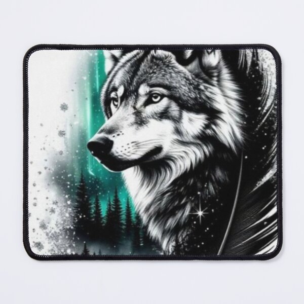 Item preview, Wolf Feather Tattoo Art – Aurora Forest Wild Wolf designed and sold by Hey! your search is end here.