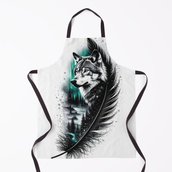 Item preview, Wolf Feather Tattoo Art – Aurora Forest Wild Wolf designed and sold by Hey! your search is end here.