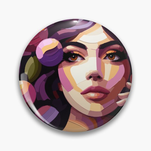 Item preview, Floral Woman Portrait in Pink Purple Retro Boho Style designed and sold by ArtByBoya.