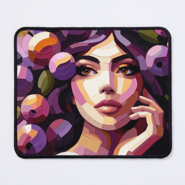 Item preview, Floral Woman Portrait in Pink Purple Retro Boho Style designed and sold by ArtByBoya.