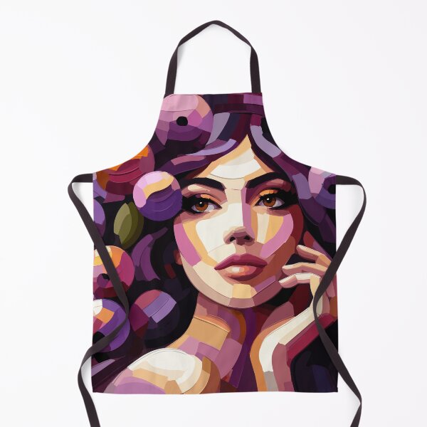 Item preview, Floral Woman Portrait in Pink Purple Retro Boho Style designed and sold by ArtByBoya.
