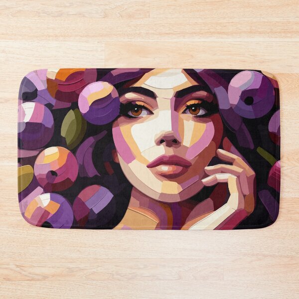 Item preview, Floral Woman Portrait in Pink Purple Retro Boho Style designed and sold by ArtByBoya.