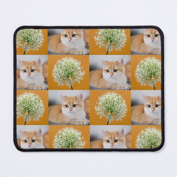 Item preview, Cute Cat and Garlic Flower Pattern Collage designed and sold by JurateArt-DK.