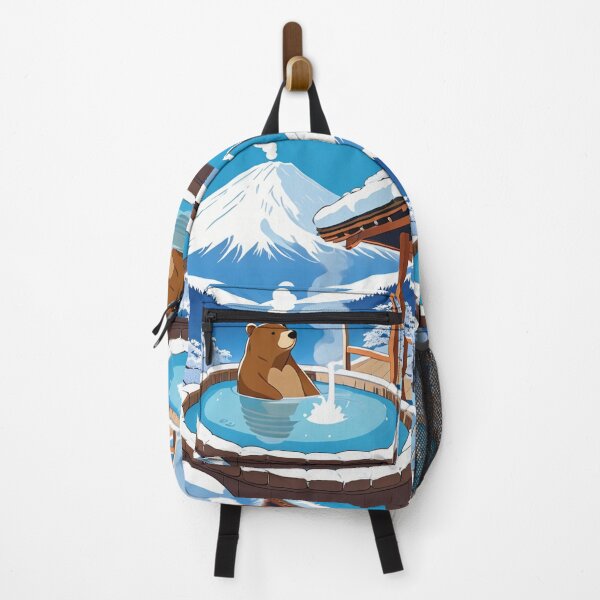 Item preview, Art - Bear relaxing in a Japanese onsen, Winter Scene designed and sold by AnimeShin.
