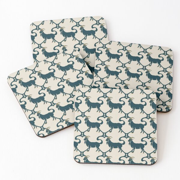 Item preview, Capricorn Goat Zodiac Pattern | Elegant Teal Seamless Repeat designed and sold by Midnight Veil Designs.