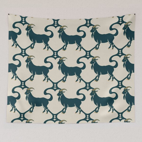 Item preview, Capricorn Goat Zodiac Pattern | Elegant Teal Seamless Repeat designed and sold by Midnight Veil Designs.