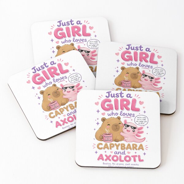 Item preview, Just a Girl Who Loves Capybara and Axolotl Cute Kawaii designed and sold by SMARTKIT  DESIGNAGENCY.