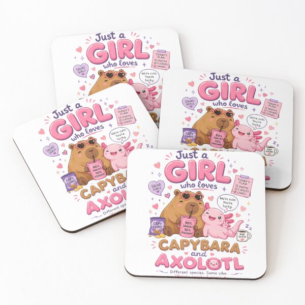 Item preview, Just a Girl Who Loves Capybara and Axolotl Cute Kawaii designed and sold by SMARTKIT  DESIGNAGENCY.