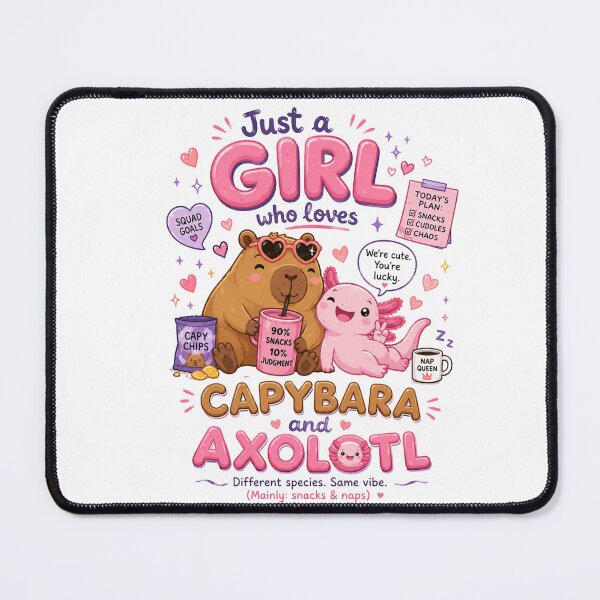Item preview, Just a Girl Who Loves Capybara and Axolotl Cute Kawaii designed and sold by SMARTKIT  DESIGNAGENCY.