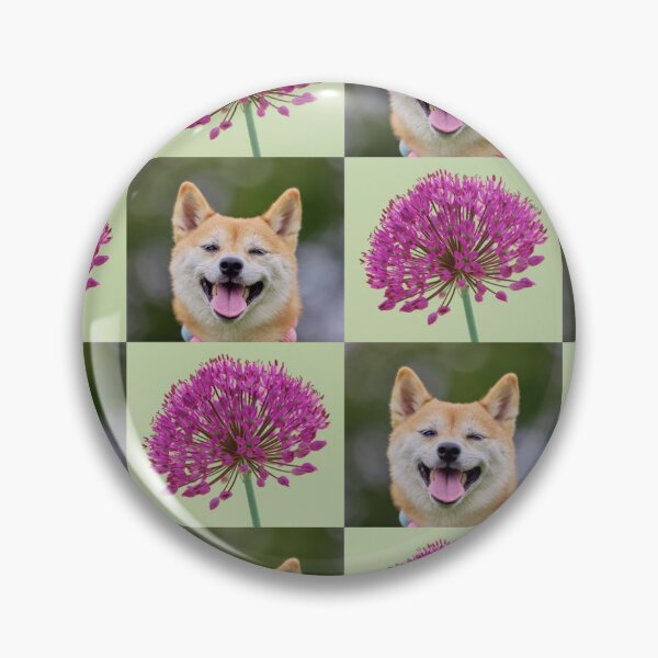 Item preview, Whimsical Dog and Garlic Flower Botanical Pattern designed and sold by JurateArt-DK.