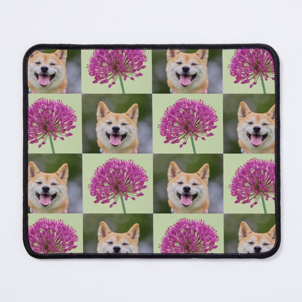 Item preview, Whimsical Dog and Garlic Flower Botanical Pattern designed and sold by JurateArt-DK.