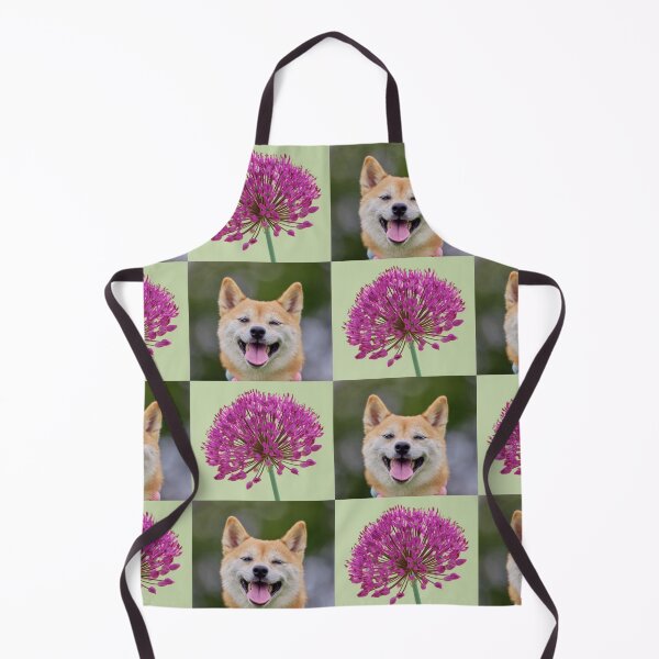 Item preview, Whimsical Dog and Garlic Flower Botanical Pattern designed and sold by JurateArt-DK.