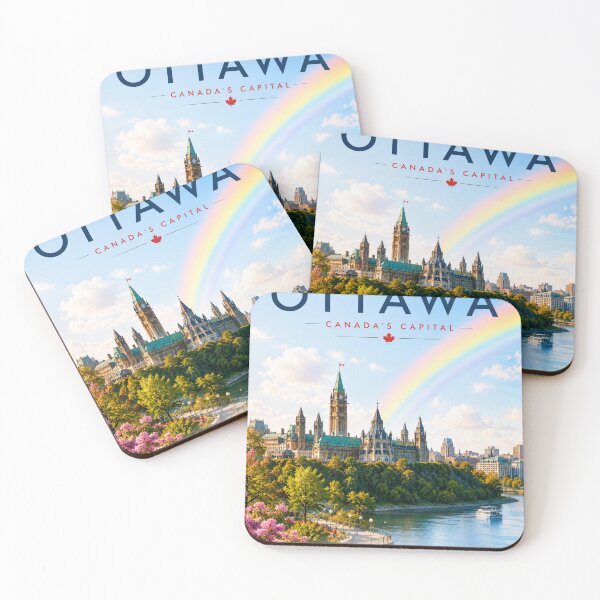 Item preview, Ottawa Canada Travel Poster | Parliament Hill Rainbow Wall Art designed and sold by ElartedeNoel.