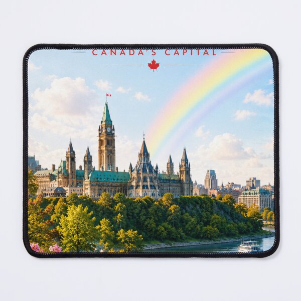 Item preview, Ottawa Canada Travel Poster | Parliament Hill Rainbow Wall Art designed and sold by ElartedeNoel.