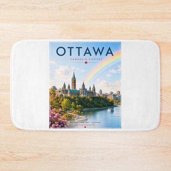 Item preview, Ottawa Canada Travel Poster | Parliament Hill Rainbow Wall Art designed and sold by ElartedeNoel.